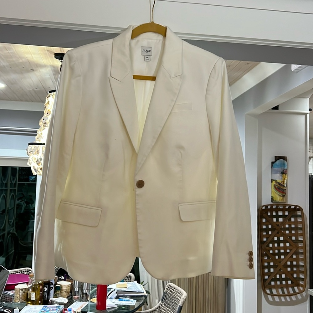 J Crew white lapel jacket size 16
